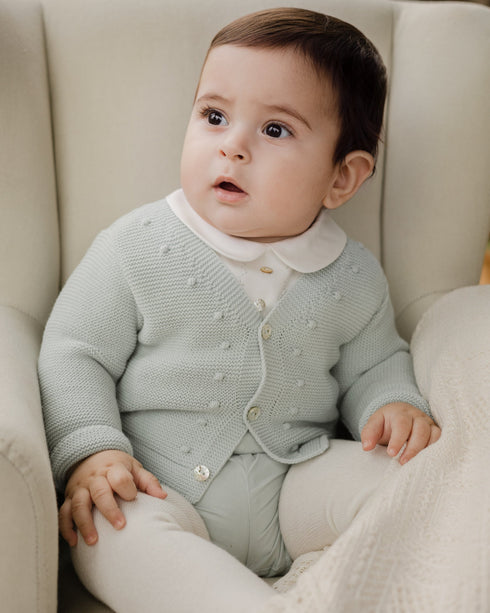 Cardigan 100% lana din tricot albastru